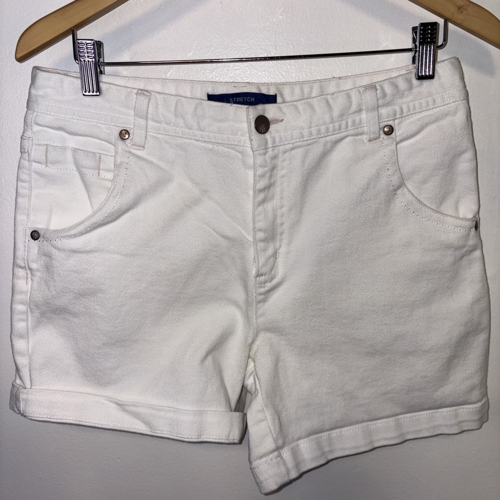 Vtg 80s 90s RARE BILL BLASS Red Denim JEAN SHORTS‎ Women 8 Mom High Waist Cuffed